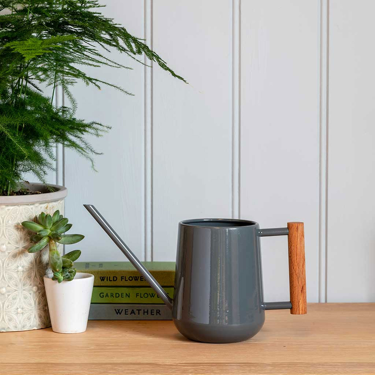 Indoor Watering Can 0.7L - Charcoal with Beech Handle - Imagen 2