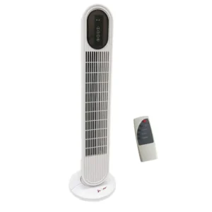 FBRIGHT Ventilador de Torre 45W Blanco Oscilante con Mando y Temporizador 10h
