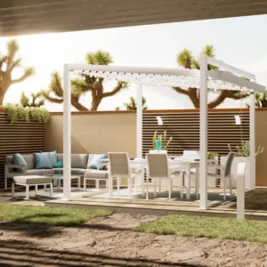 NATERIAL Pérgola Bioclimática Adosada Odyssea Aluminio 318x380 cm Blanca