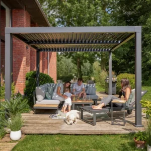 NATERIAL Pérgola Bioclimática Origin Aluminio 3,58x3,13 m Gris Manual