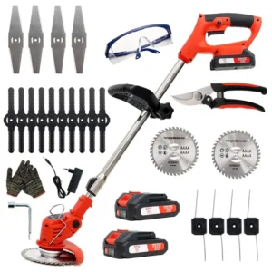 OUTIGO Desbrozadora Inalámbrica 20V Telescópica con 2 Baterías y 4 Tipos de Cuchillas